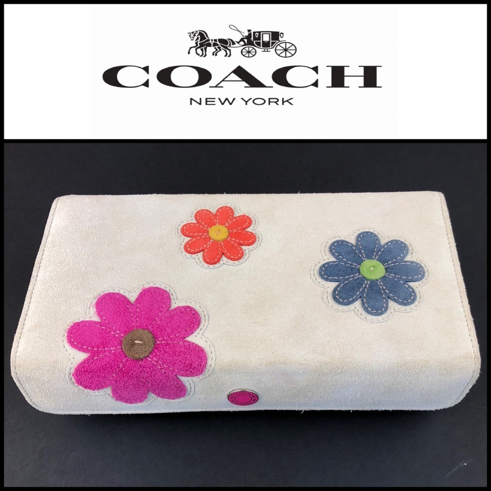 ❌SOLD❌ COACH Suede Flower Applique Jewelry Box